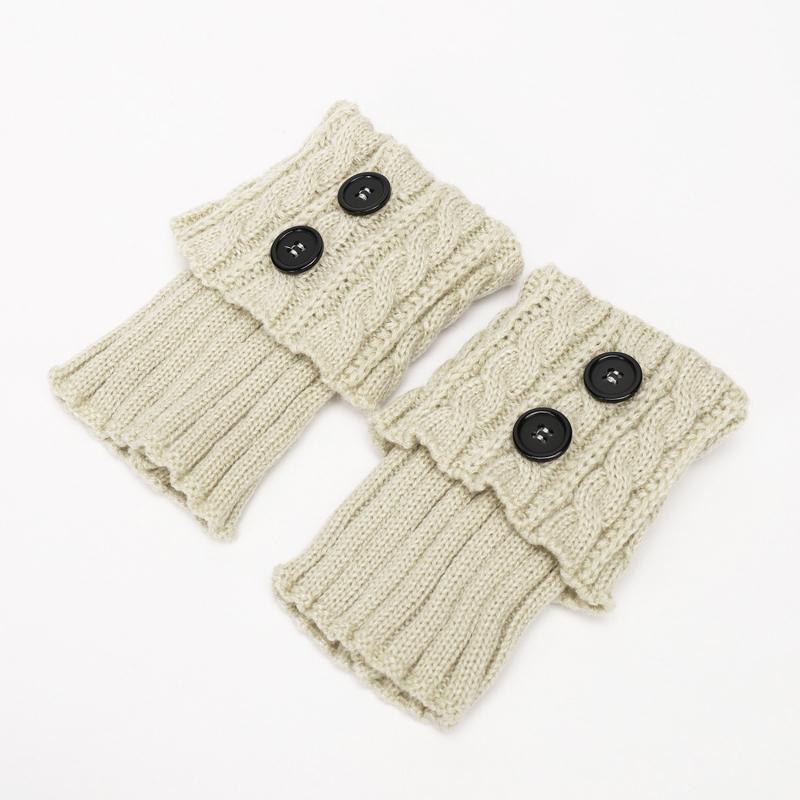 Вязаные шерстяные носки с пуговицами, жареные в тесте, теплые осенью и зимой, короткие защитные наколенники для ног, женские теплые накладки на ноги