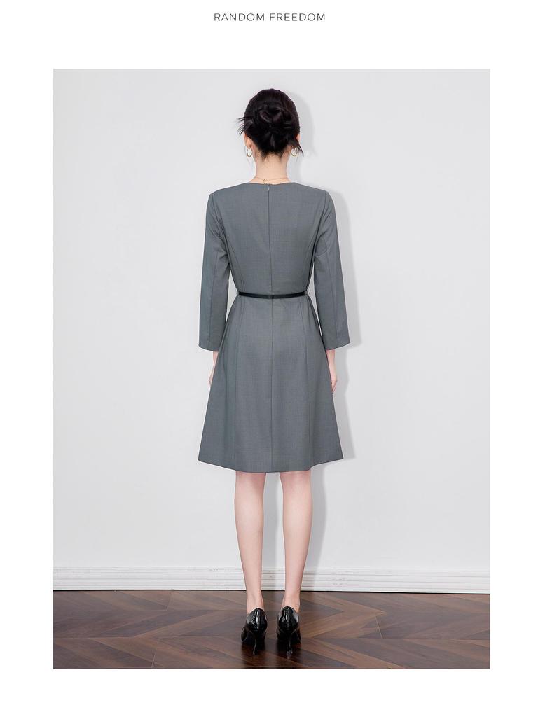 Профессиональное платье миди с рукавом до локтя класса люкс - Женский умный наряд для ранней осени