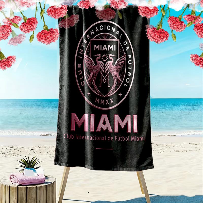 Пляжное полотенце с принтом Inter Miami CF, большое, мягкое, быстросохнущее, для пляжа, кемпинга, плавания