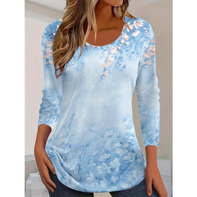 Vintage Leaves Floral 3D Print O-Neck Long Sleeve T-Shirt Fashion Women Clothing Casual Y2k Clothes Harajuku Female Clothing