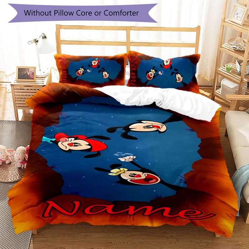 3pcs Custom Name Animaniacs Bedding Set Duvet Cover Closure Includes 1 Duvet Cover & 2 Pillowcases for All Seasons Bedroom Decor