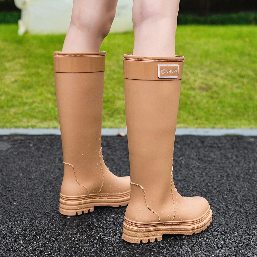Толстые резиновые сапоги Женские резиновые сапоги Взрослые Модные для улицы Водонепроницаемые Нескользящие Износостойкие Длинные сапоги