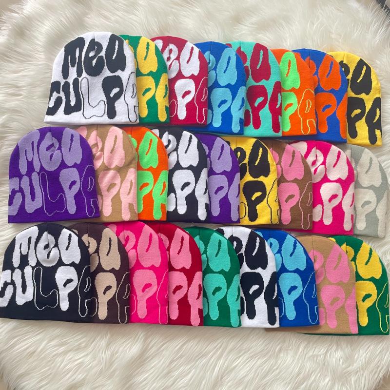 Hot Sell Customized Adult Fashion Printing Soft Winter Hat Knitted With Letters for Men and Women