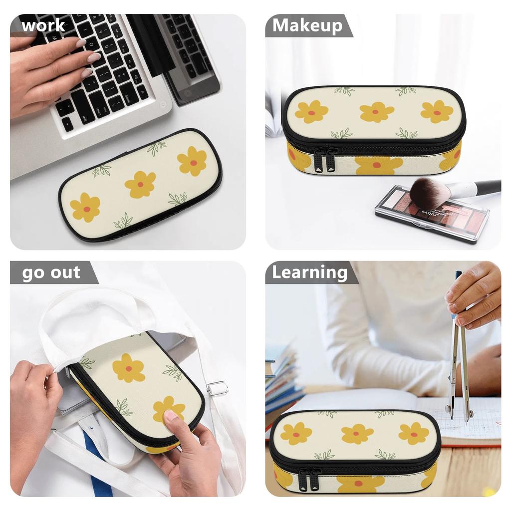 Pen Case 300D Polyester Casual Large Capacity Secure Zipper with Main Compartment Mesh Pocket and Pen Slots for Teens and Students