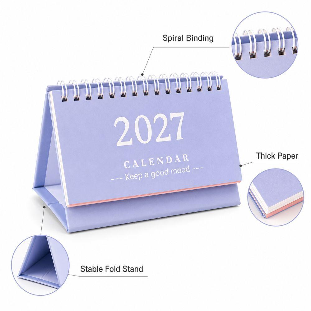 Mini Standing Calendar Coil Flip Calendar New 2027 Desk Calendar Desk Planning