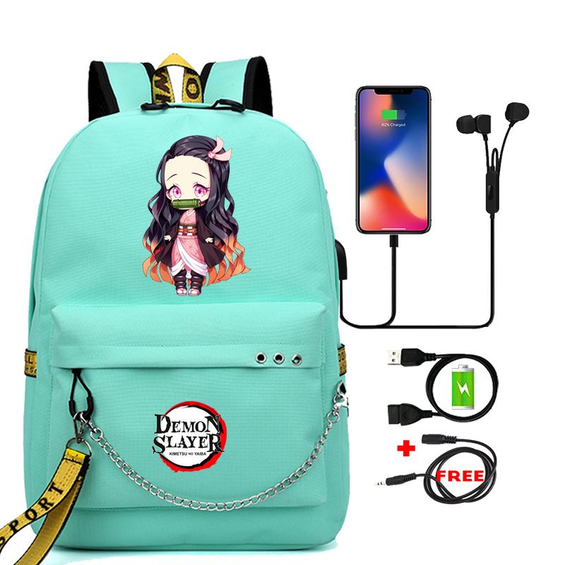Аниме Demon Slayer Nezuko Bookbag Подростковый рюкзак Школьные ранцы для мальчиков и девочек Mochilas Мультяшный принт Сумка для ноутбука Снова в школу Рюкзак