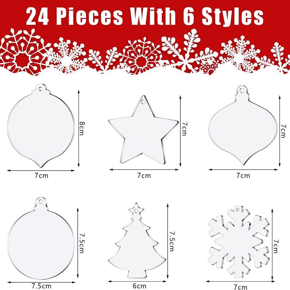 10Pcs Multishape Acrylic Christmas Ornaments Star Clear Circles Discs  Home Party Supplies