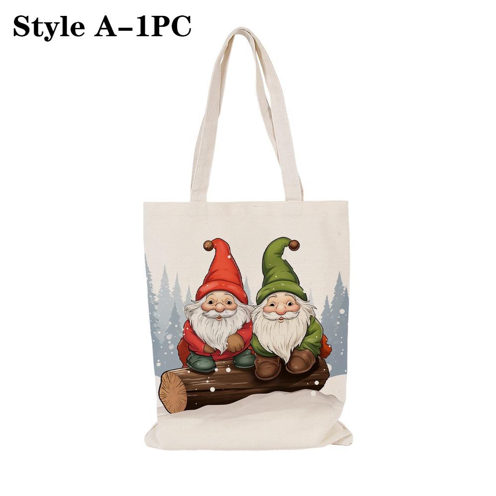 Christmas Canvas Tote Bag Shoulder Handbag Lunch Storage Grocery Bag for Women Festive Holiday Shopper Bag Christmas Gift Decor