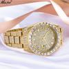 Mens Luxury Oversized Dial Crystal-Embellished Quartz Watch With Date Display Stainless Steel Band