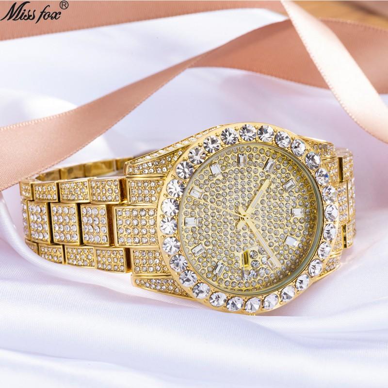 Mens Luxury Oversized Dial Crystal-Embellished Quartz Watch With Date Display Stainless Steel Band