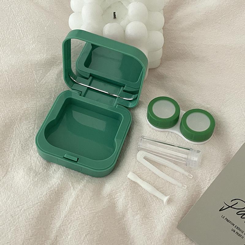 Ins Like A Fish Ретро Простой Конфетный Цвет Компактный Футляр Для Контактных Линз Партнер Коробка Коробка Для Ухода За Зрачками Откидная Крышка