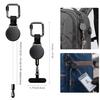 Double buckle anti-theft retractable mobile phone lanyard two-piece set concave square buckle black.