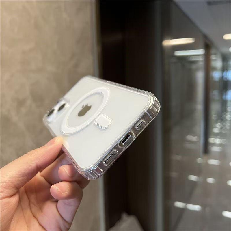 Роскошный чехол для телефона с магнитной беспроводной зарядкой MagSafe для iPhone 17 16 15 14 13 12 11 Pro Max mini Plus 16E 17E Прозрачная крышка