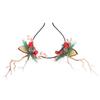 Deer Antler Flower Crown Headband Fairy Flower Reindeer Costume Accessory with Branch Pine Needle Decorations for Women