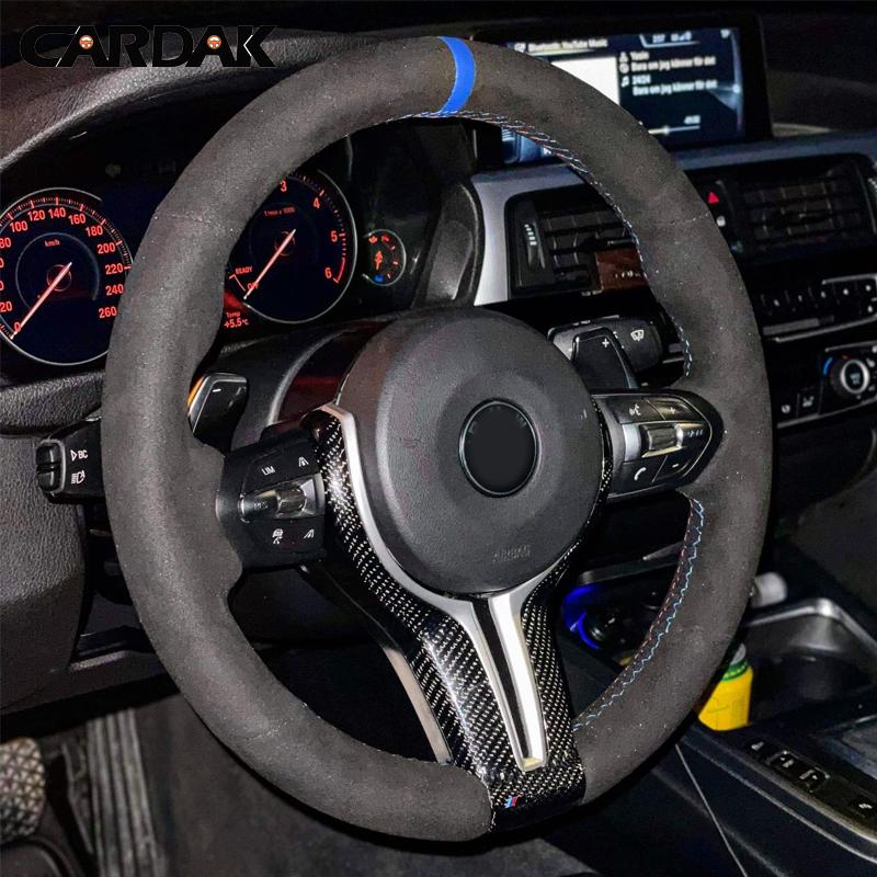 CARDAK черный замшевый кожаный чехол на руль автомобиля для BMW F87 M2 F80 M3 F82 M4 M5 F12 F13 M6 F85 X5 M F86 F33 X6 M F30 M