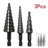 3Pcs HSS Nitriding Black Step Drill Bits Titanium Coated Wood Metal Hole Cutter Core Drilling Bit Tools