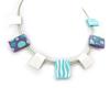 [K0160] - Turquoise Purple 'Coloring' Designer Necklace
