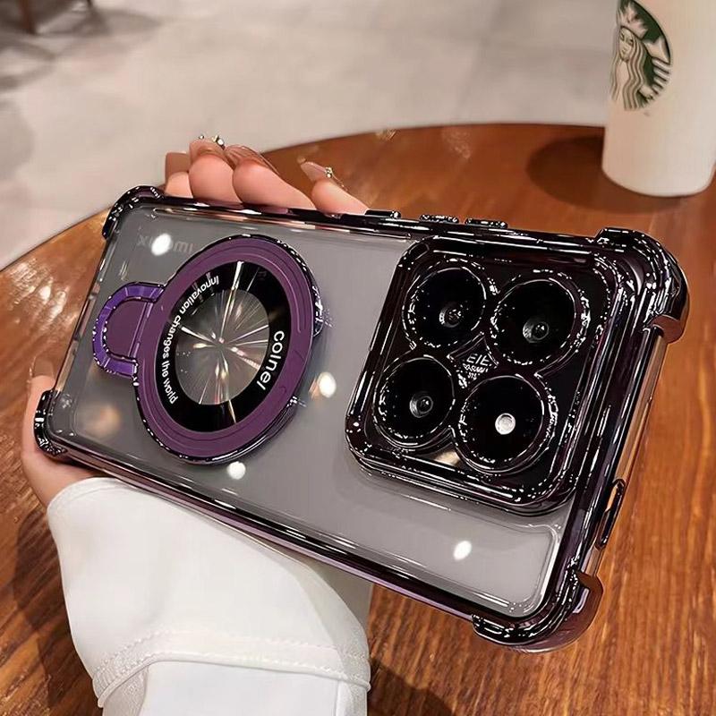 Transparent Shockproof Magnetic Bracket Phone Case For Xiaomi Poco X7 X6 F7 Pro M6 F6 F3 X5 X3 POCO C65 C75 C71 Silicone Cover