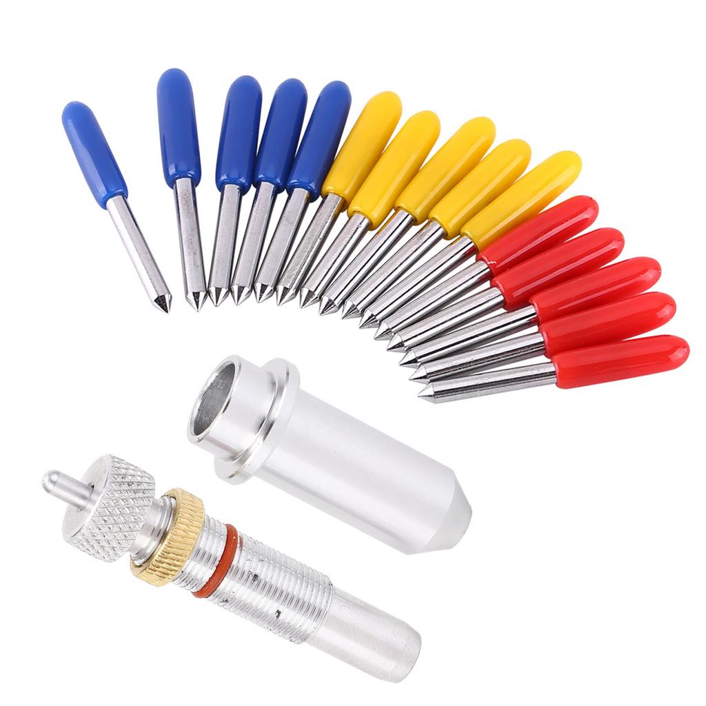 15pcs Tungsten Steel Plotter Cutter Blade Cutting Tool 30, 45, 60 Degree with Holder