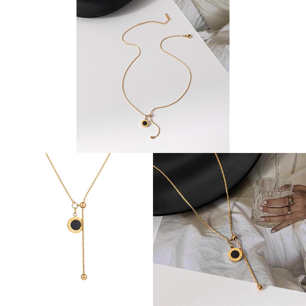 Minimalist Geometric Titanium Steel Layered Necklace For Women With Sparkling Diamond Accents