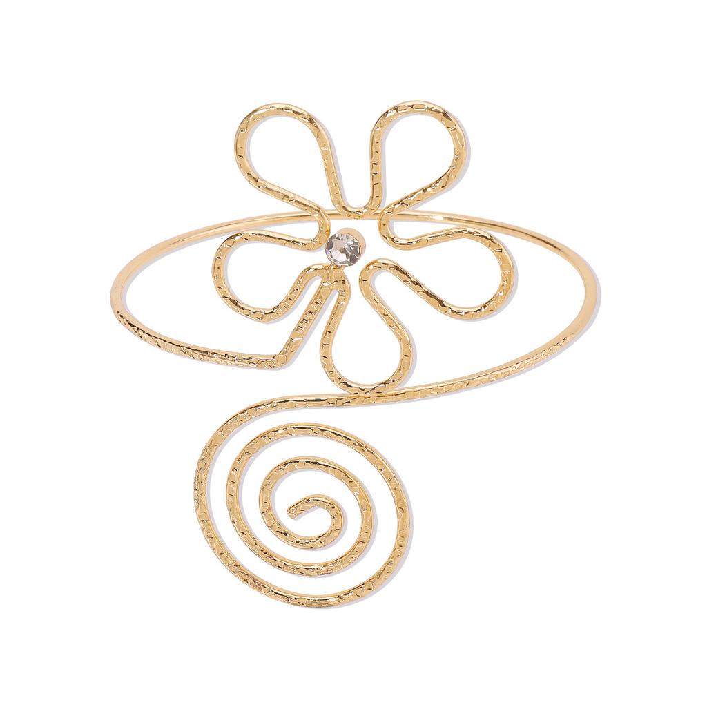 Punk Metal Leaves Flower Upper Arm Bracelets Bangles for Women Girls Cuff Bangle Adjustable Armlets Hand Jewelry Men