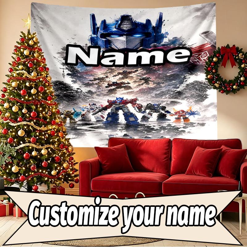 Custom Name Personalized Transformers Print Tapestry, Wall Art Decor, Bedroom, Dorm, Apartment, LivingRoom, Party Backdrop, Gift for Birthday