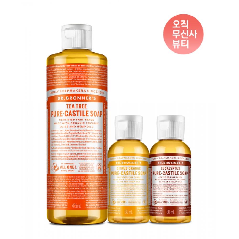 Dr.bronner S Face Body cleanSer Pure caStile Soap 475ml+2 60ml chooSe Fragrance