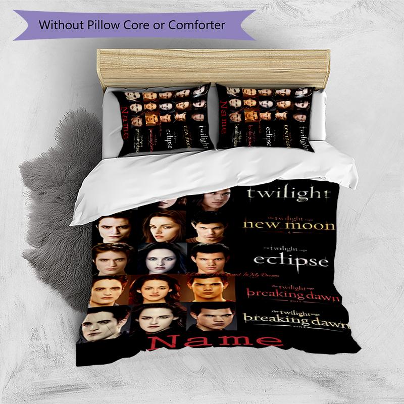 3pcs Custom Name The Twilight Saga Bedding Set Duvet Cover Closure Includes 1 Duvet Cover & 2 Pillowcases for All Seasons Bedroom Decor