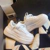2024 Новые женские белые дышащие повседневные кеды из ПУ кожи, спортивная обувь для ходьбы и бега на платформе
