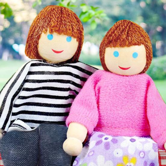 Кукольные домики Люди 8 Фигурки Семьи Деревянные Куклы Реалистичный Дизайн Подвижные Куклы для Творческой Игры Образовательные