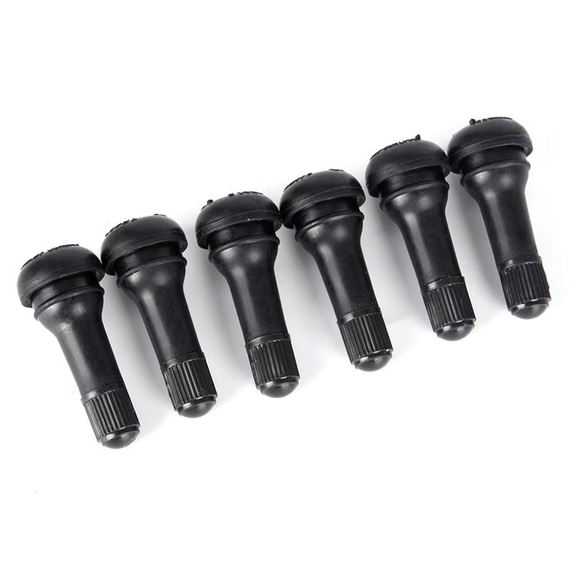 5pcs /Set Black Tr413 Tubeless Car Wheel Tire Valve Stems With Caps Tyre Rubber