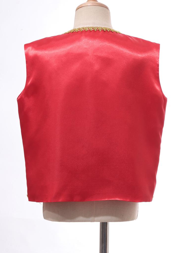 Детский средневековый фрак в стиле стимпанк, без рукавов, с золотой отделкой, украшенный жилет, готические куртки, жилет, костюм