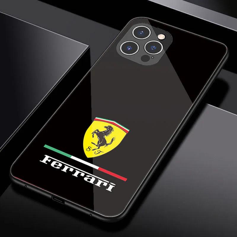 Спортивный чехол из закаленного стекла для телефона Ferrari 458 488 599 612 FF F12 Для iPhone 11 12 13 14 15 16 17Pro X XR XS Max Mini 7 8 Plus