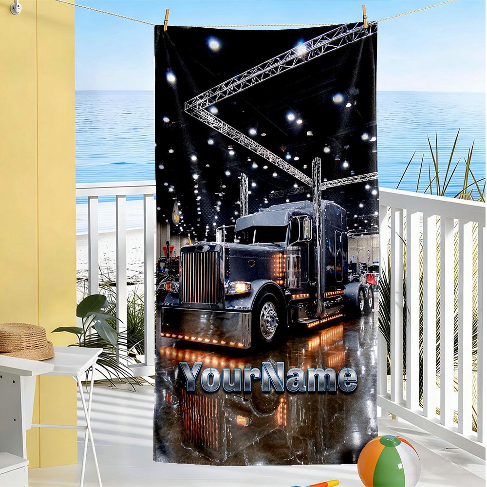 Kw Heavy Trucks Personalized Name Beach Towel High Absorbency & Quick-Dry Perfect for Traveling Yoga Camping and Swimming