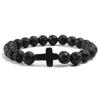 1PC Men Women Gift Cross Charm Beaded Bracelets Matte Bracelet Jewelry Handmade Natural Stone Prayer  Accessories