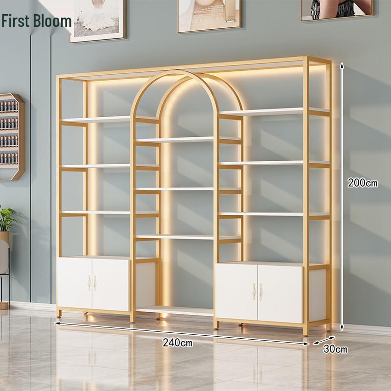 Multi-Function Light Luxury Nail Polish & Skincare Display Shelf for Beauty Salons