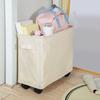Тонкая корзина для белья с колесами, большая вместимость, прочная несущая конструкция, складная корзина для белья, корзина для грязного белья