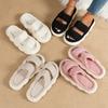 Women's Plush Thick-soled Slippers With Open-toed Soft-soled Furry Shoes, Comfortable Indoor Floor Slippers