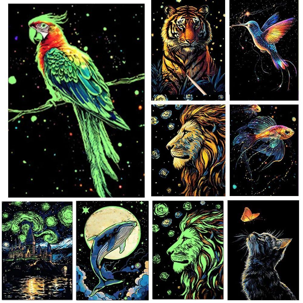 Paper Rainbow Art Postcards Luminous Effect Luminous Art Set Scratch Painting Paper Kit  Gift