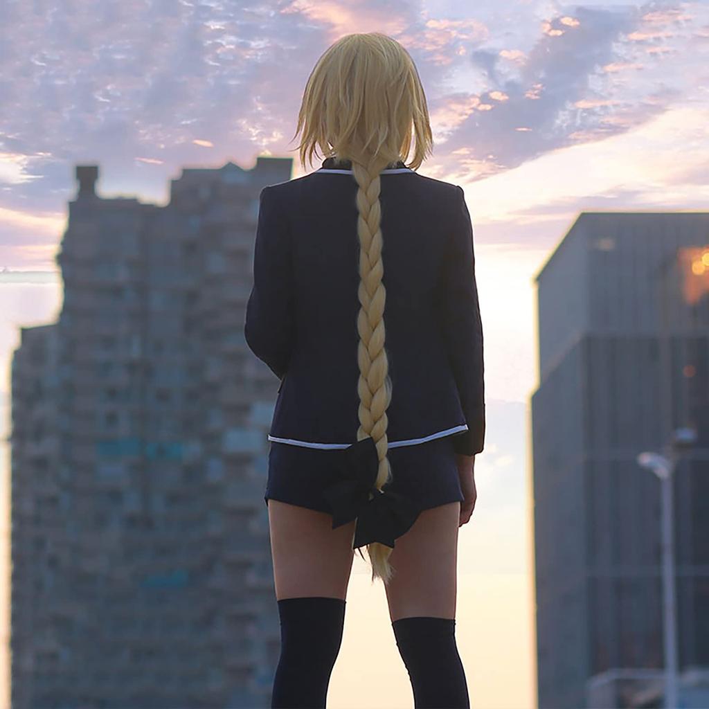 [milky Time] Fate Apocrypha Ruler Joan of Arc Uniform Cosplay Costume with Wig (L) for Halloween