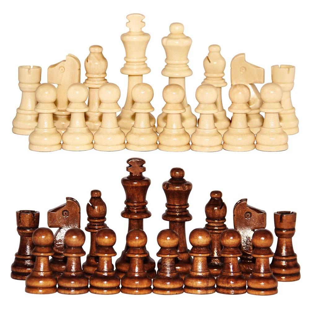 Wooden Chessmen Standard Tournamen Staunton 32PCS Checkers 2.2in King Figures Chess Game Pawns for Chess Board Game