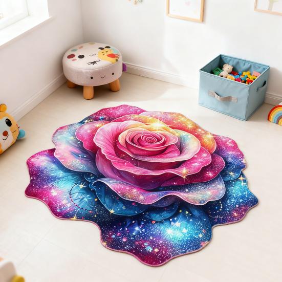 3D Visual Flower Rug Absorbent Floral Floor Mat with Anti-Slip Bottom Decorative Living Room Area Rug for Bedroom Bathroom Entryway