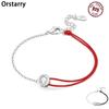 Orstarry Новый Серебряный 925 Пробы Асимметричный Красный Шнурок Циркон Браслет Цепочка Звено Женский Браслет Модный Подарок на День Рождения Изящные Подарки