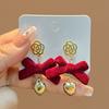 1 пара женских серег, универсальные, не выцветающие украшения для ушей, праздничное прикосновение, красный бант, висячий цветок