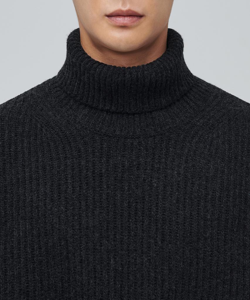 MUSINSA STANDARD Lambswool Ribbed Turtleneck Knit [Charcoal Gray]