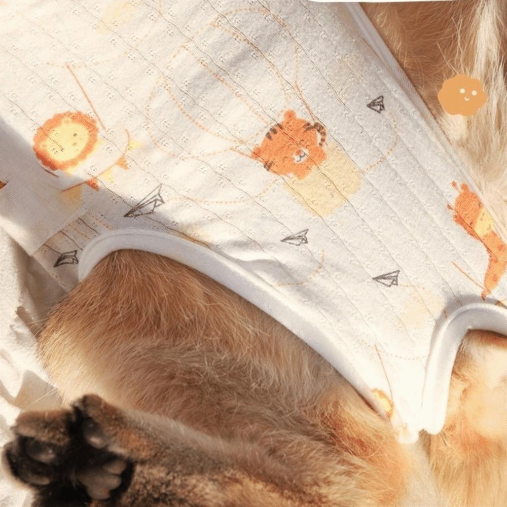 Animal Print Cat Weaning Suit Adjustable Pet Anti-Lick Suit Cute Cat Recovery Clothing  Pet Care