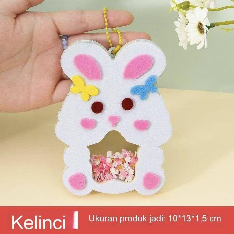 Non-Toxic Diy Animal Shake Pendant Art Craft Kits For Kids Children Easy To Paste Non Woven Shaker With Chain Children Handmade Toysgift
