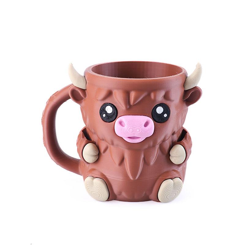New Creative Cute Cow Cup Cow Shaped Ice Cream Cup With Snack Drawer And Handle High Beauty Reusable Mug  Birthday Present