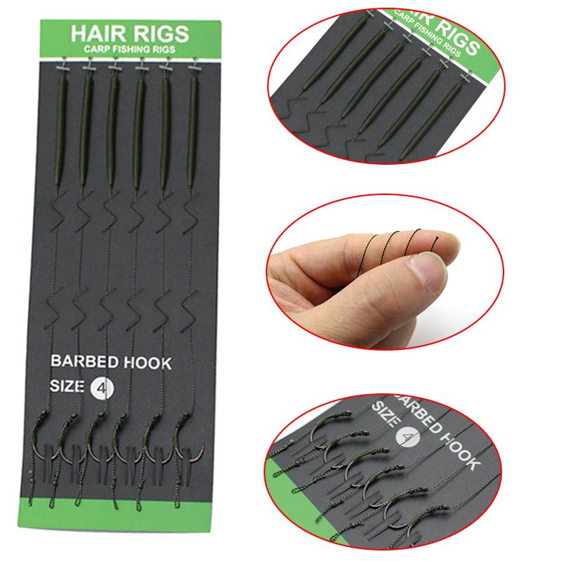 6 шт. рыболовная оснастка для ловли карпа, рыболовный крючок с зазубринами/без зазубрин, с защитой от запутывания лески, поворотный механизм QC, размер 2/4/6/8 для рыболовных снастей