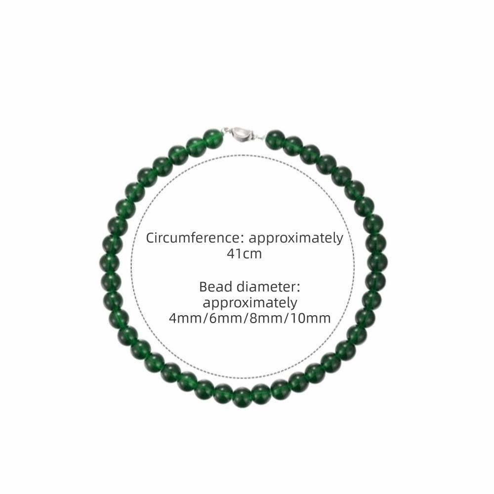Round Green Beads Necklace 4 6 8 10mm Collarbone Chain New Choker Necklace Gifts